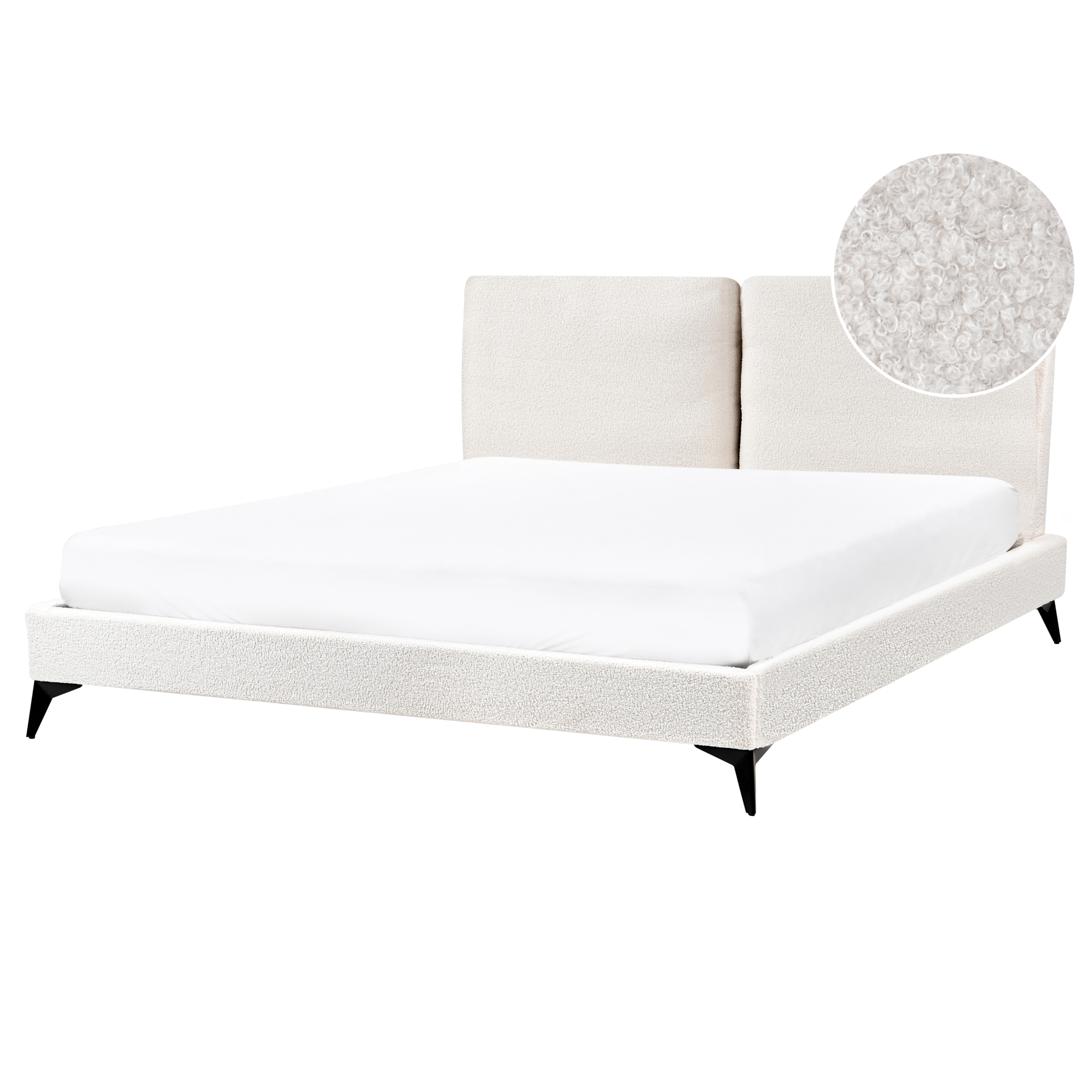 Säng med lamellram Bouclé MELLE 160 x 200 cm Off-White