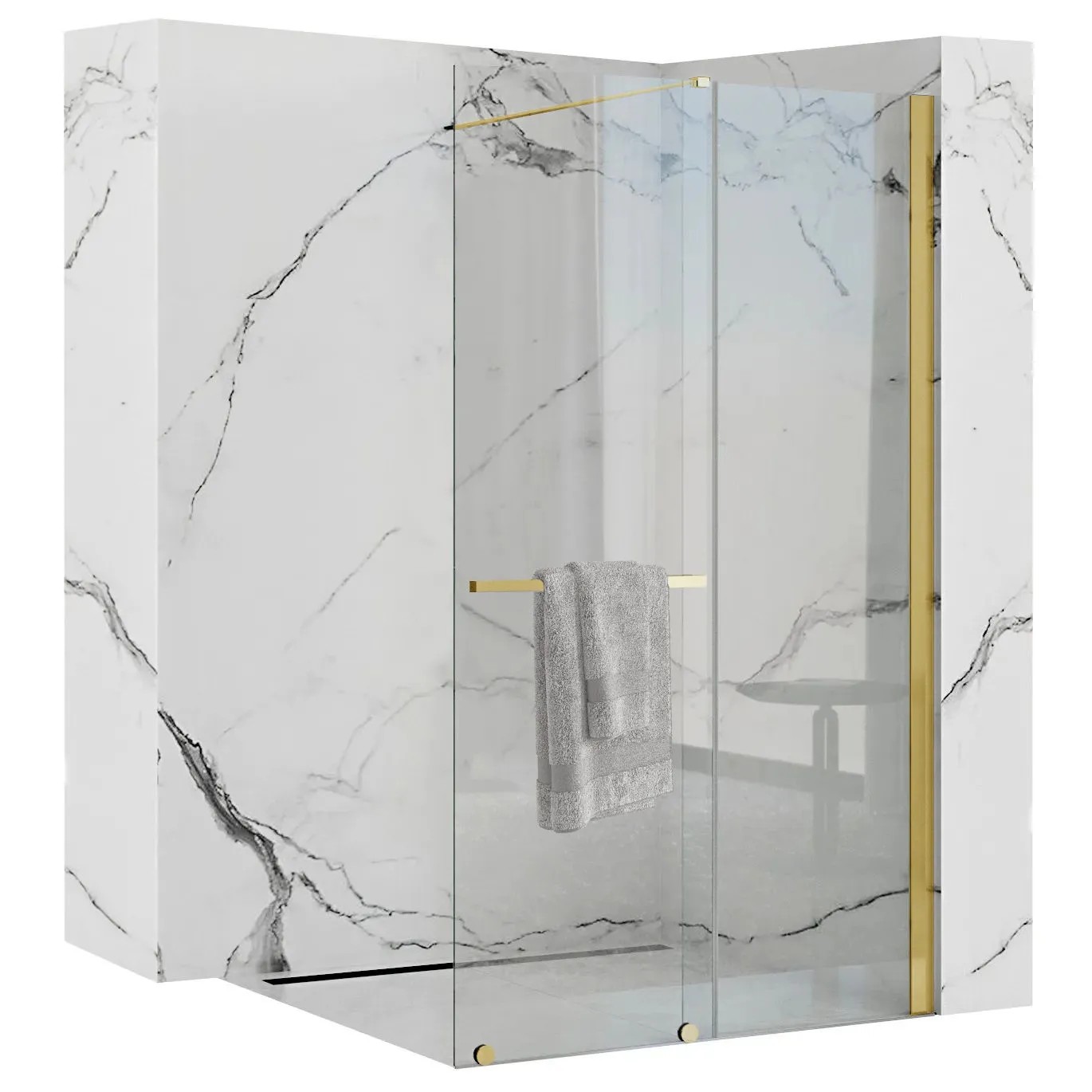 REA Duschvägg CORTIS 120 Guld, 1,3x120,5x199,5cm
