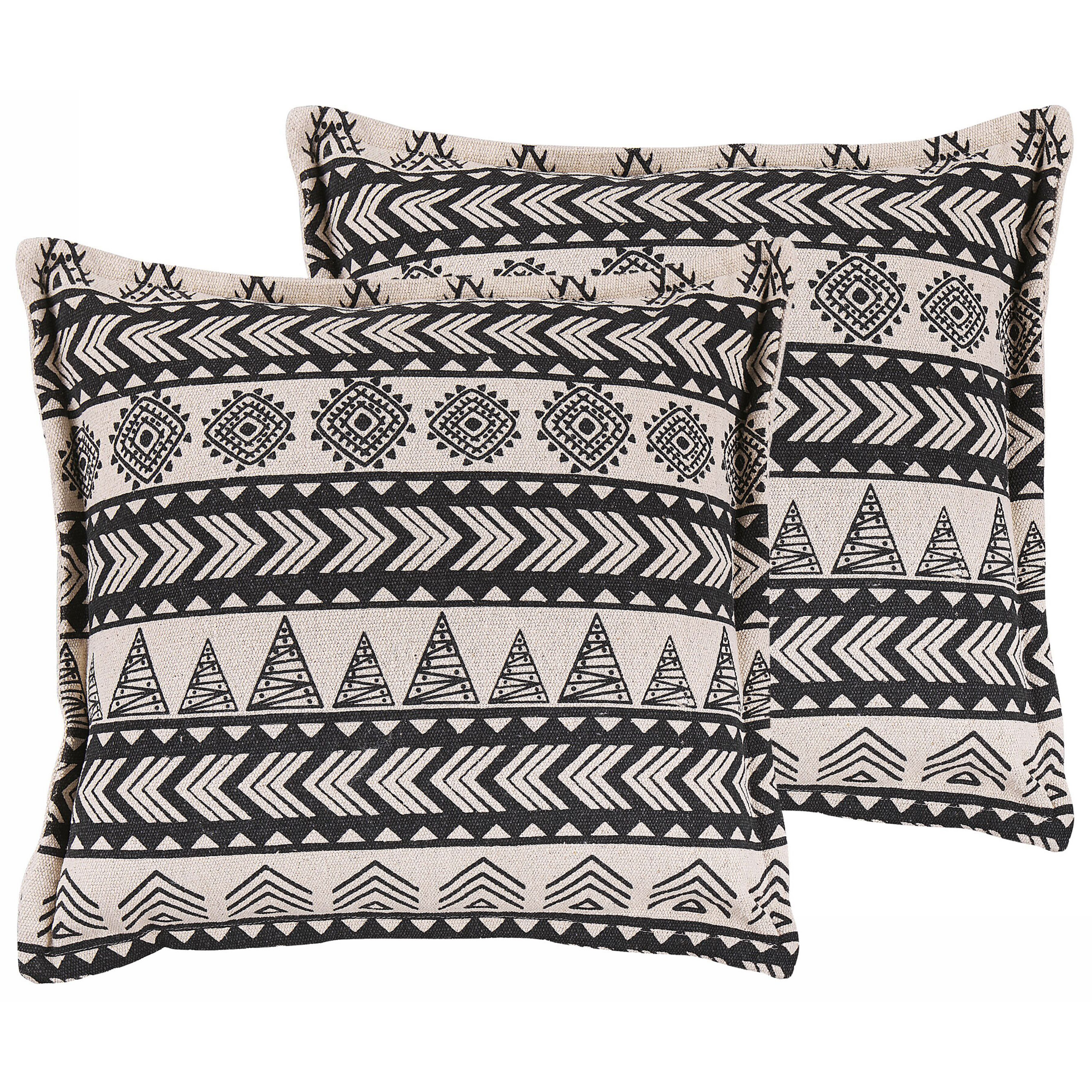 Set med 2 prydnadskuddar HENTEPE 45 x 45 cm Bomull Svart Geometriskt tryck