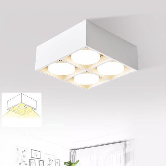 NETTLIFE 4 LED-takmonterade spotlights, justerbara, varmvita, GX53, 4x5W, fyrkantiga, moderna