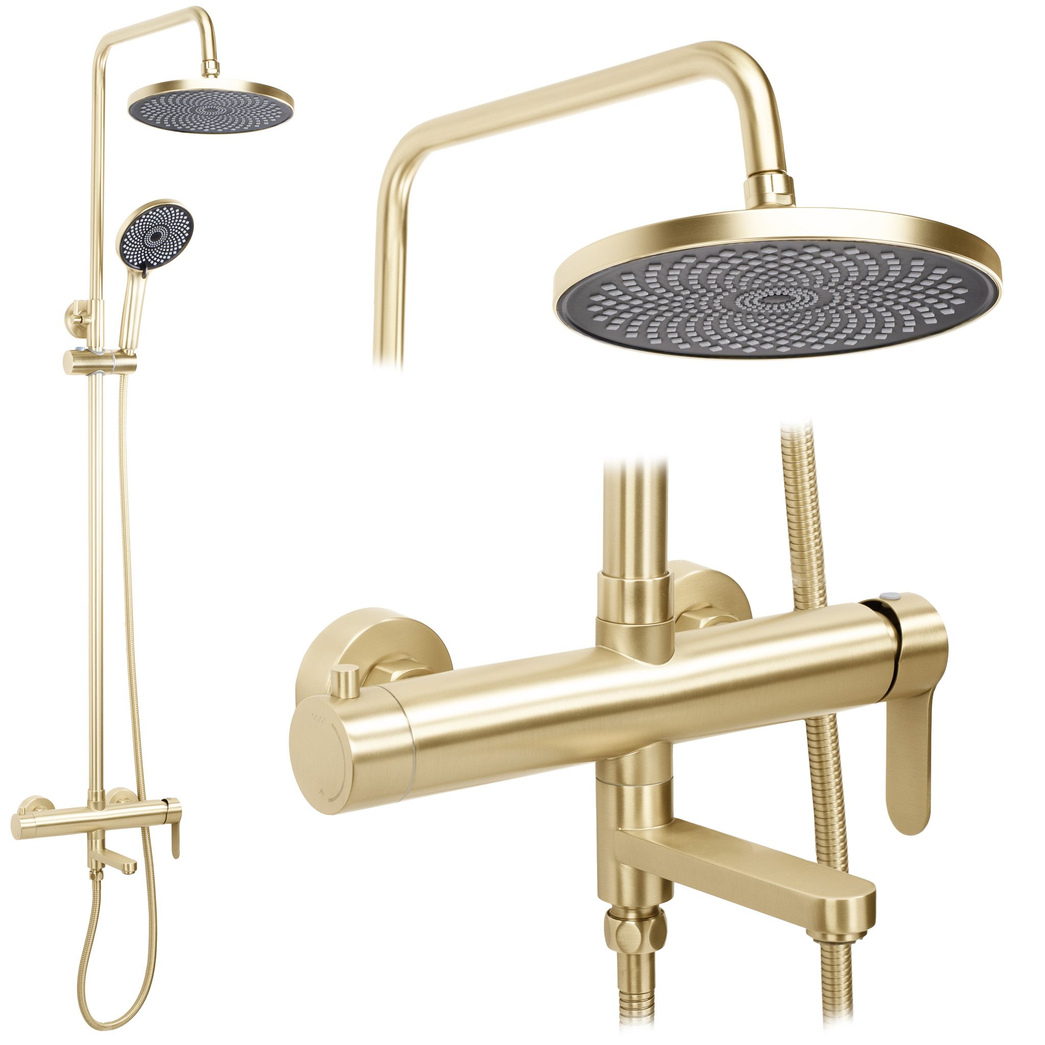 REA Duschset Arcos Borstat Guld, 15x15x134cm