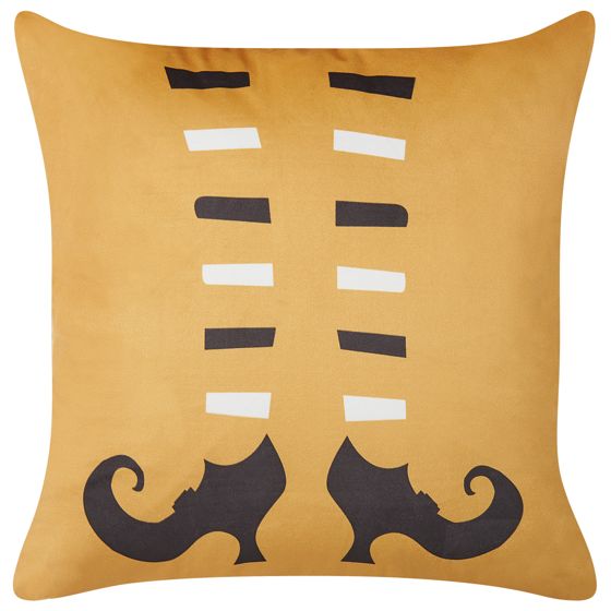 Prydnadskudde COVASNA 45 x 45 cm Sammet Orange Abstrakt tryck