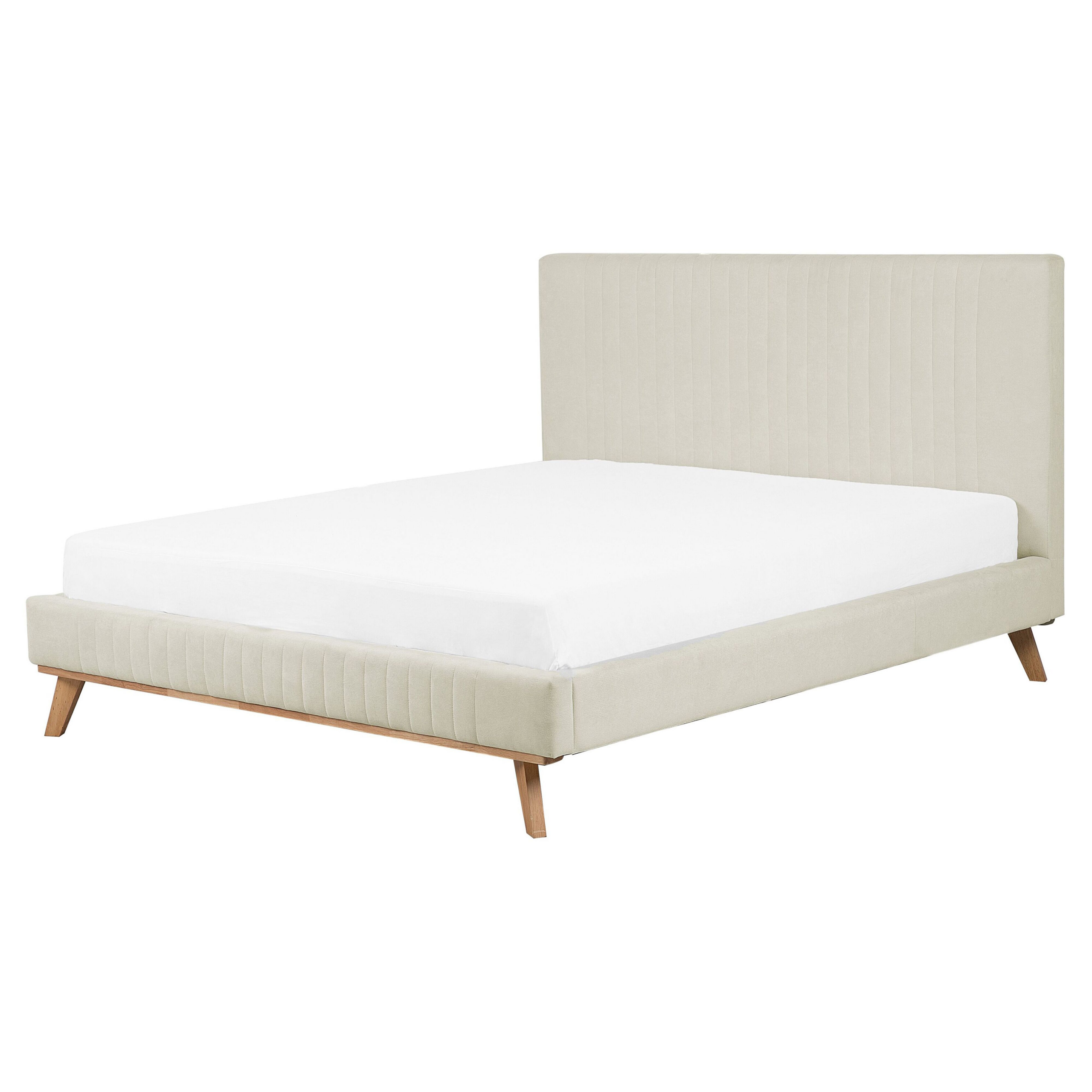 Säng med lamellram Chenille TALENCE 160 x 200 cm Ljusbeige