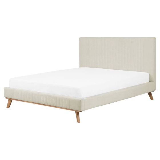 Säng med lamellram Chenille TALENCE 160 x 200 cm Ljusbeige