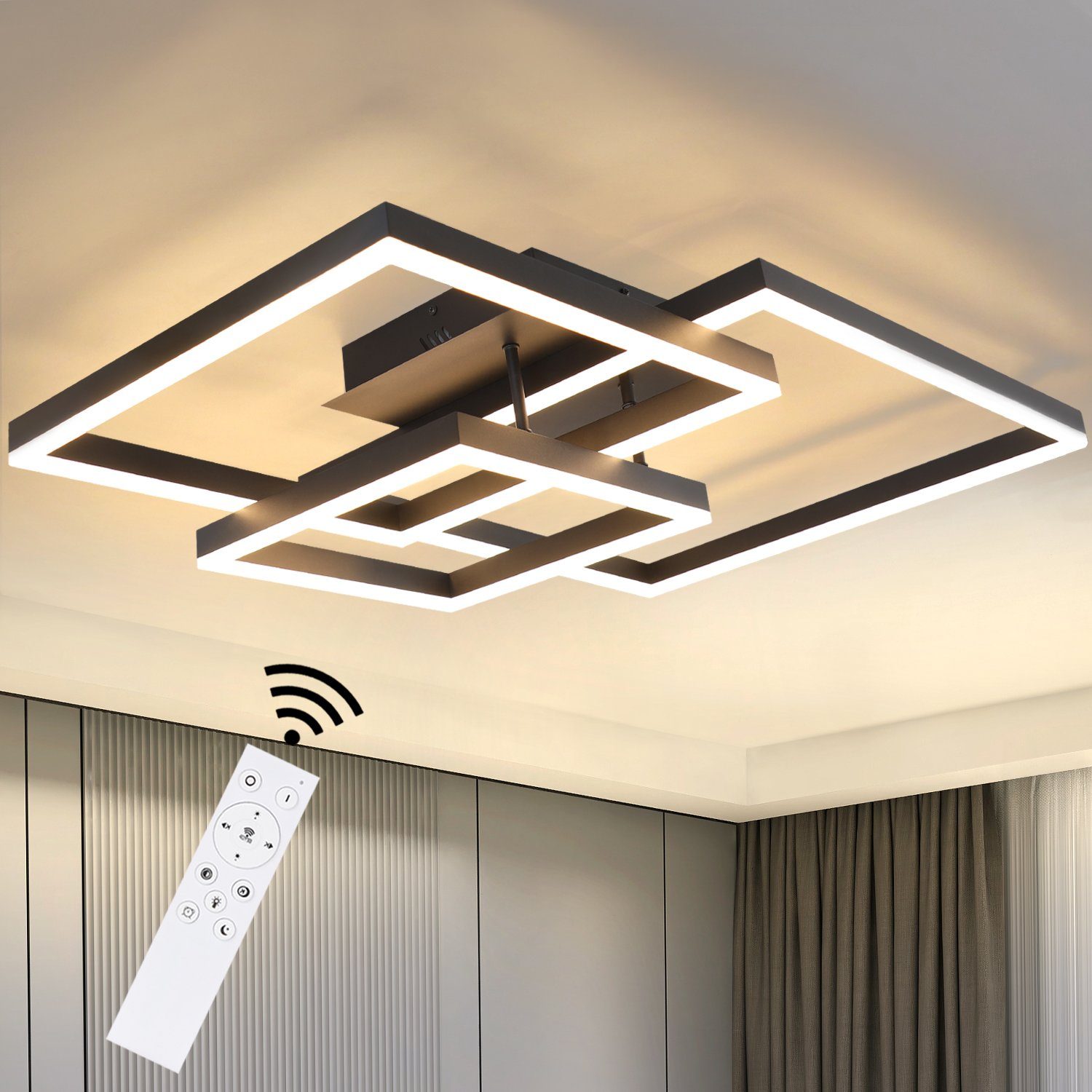 NETTLIFE LED-taklampa med fjärrkontroll, svart, dimbar