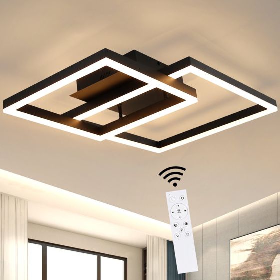 NETTLIFE LED - taklampa, vardagsrumslampa, svart sovrumslampa, 50W lampa, modern dimbarMed fjärrkontroll