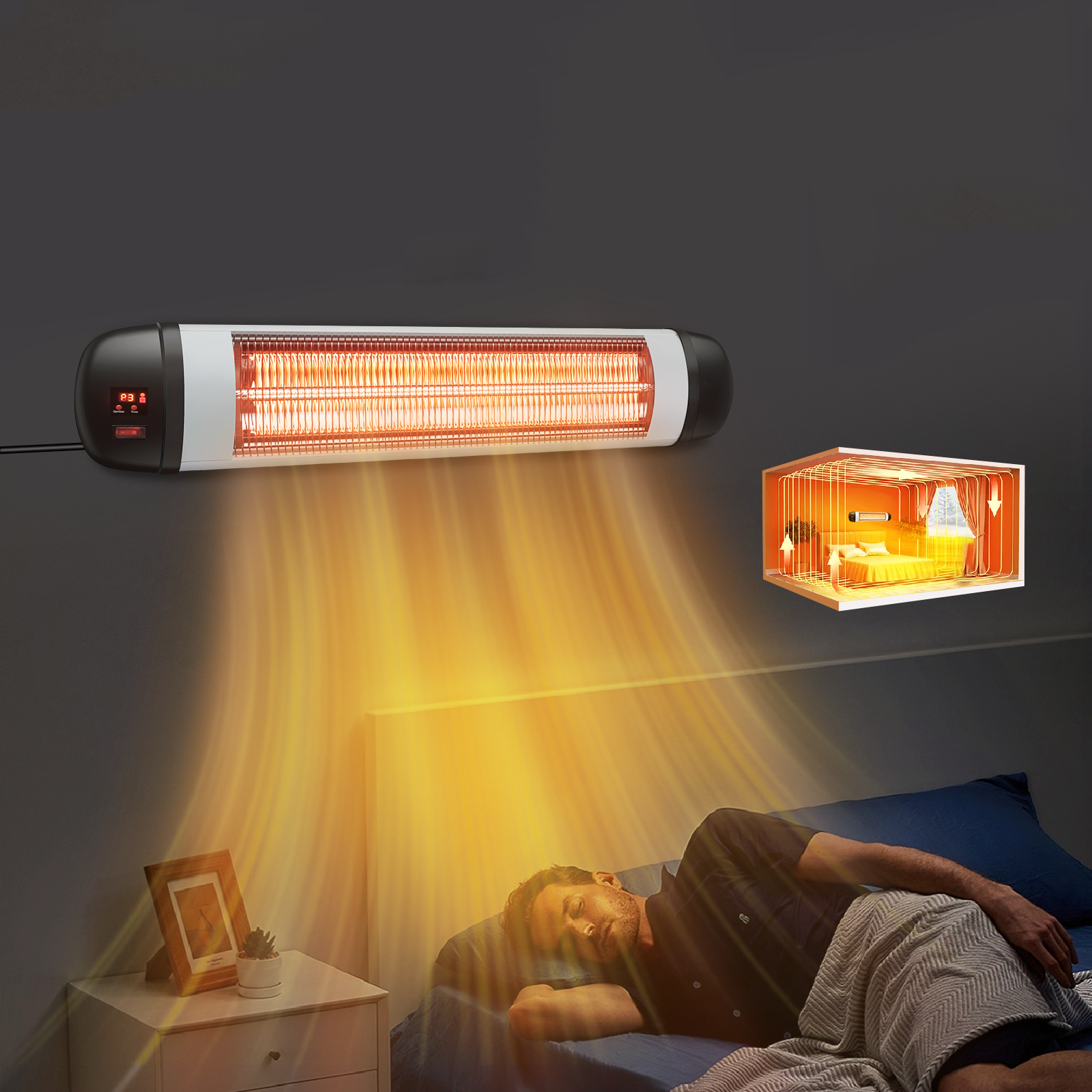 NETTLIFE Infraröd värmare 2500W med fjärrkontroll