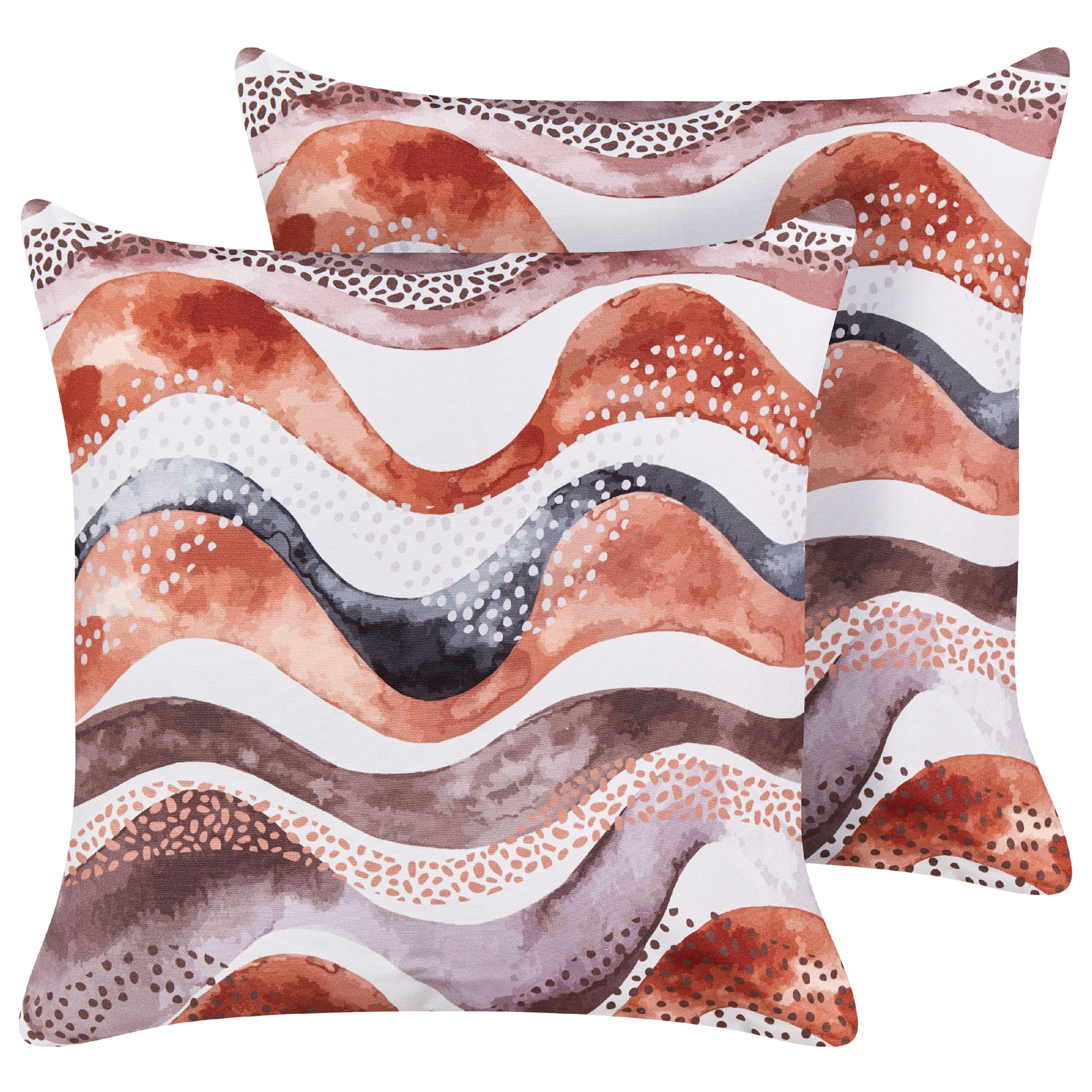 Set med 2 utomhusdynor SEBORGA Abstrakt tryck 45 x 45 cm Brun