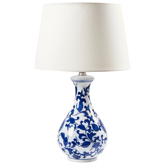 Bordslampa CARMEN Porslin Vit/ Blå