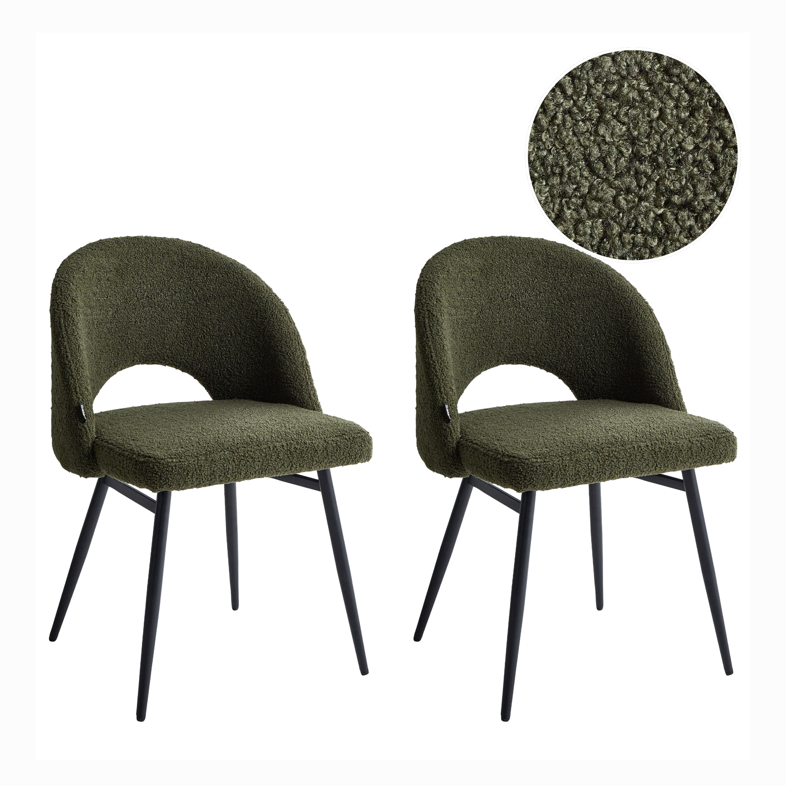 Set med 2 matstolar ONAGA Bouclé Mörkgrön