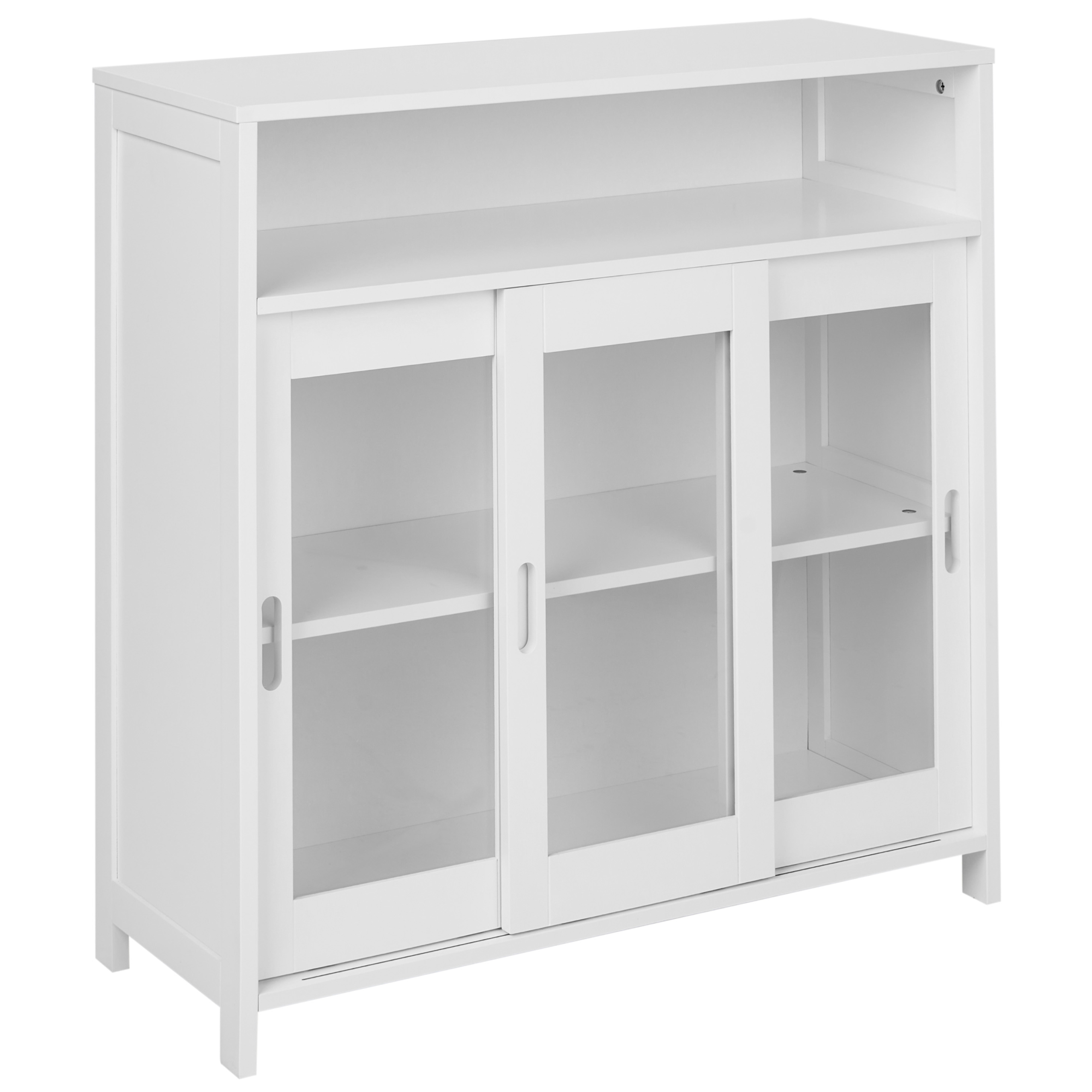 Vitrinskänk i glas CRABTREE 86 cm Vit