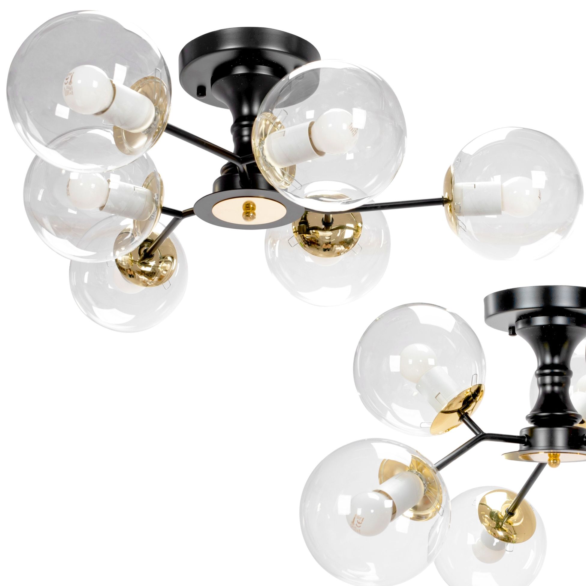 TOOLIGHT hängande taklampa APP1134-6C Svart/Guld 67x67x35cm