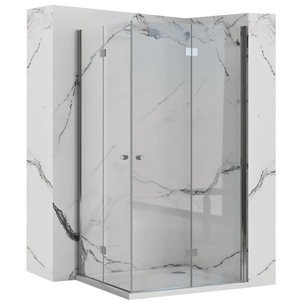 REA Vikbar Duschkabin FOLD N2 90x90 Krom, 90x90x190cm
