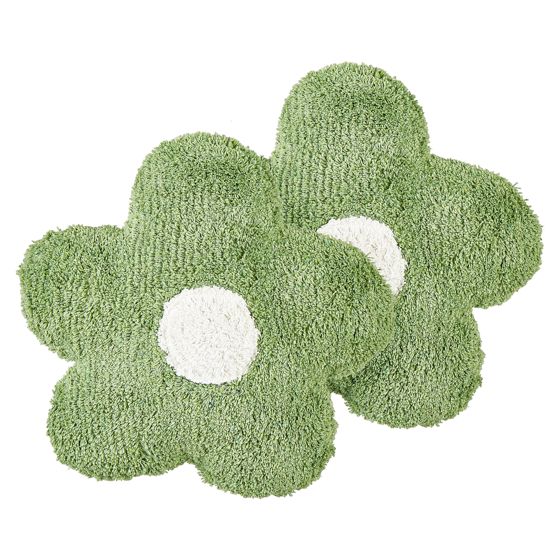 Set med 2 prydnadskuddar SORREL 30 x 30 cm Bomull Blomma Grön