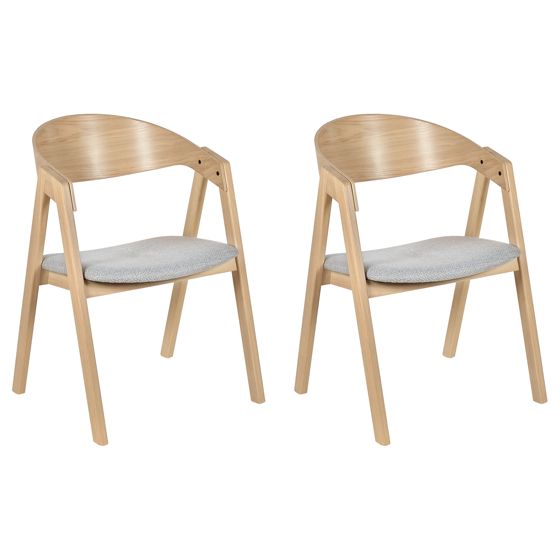 Set med 2 matstolar YUBA Trä Ljusgrå