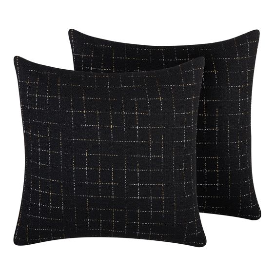 Set med 2 prydnadskuddar BELLFLOWER 45 x 45 cm Svart Geometriskt tryck