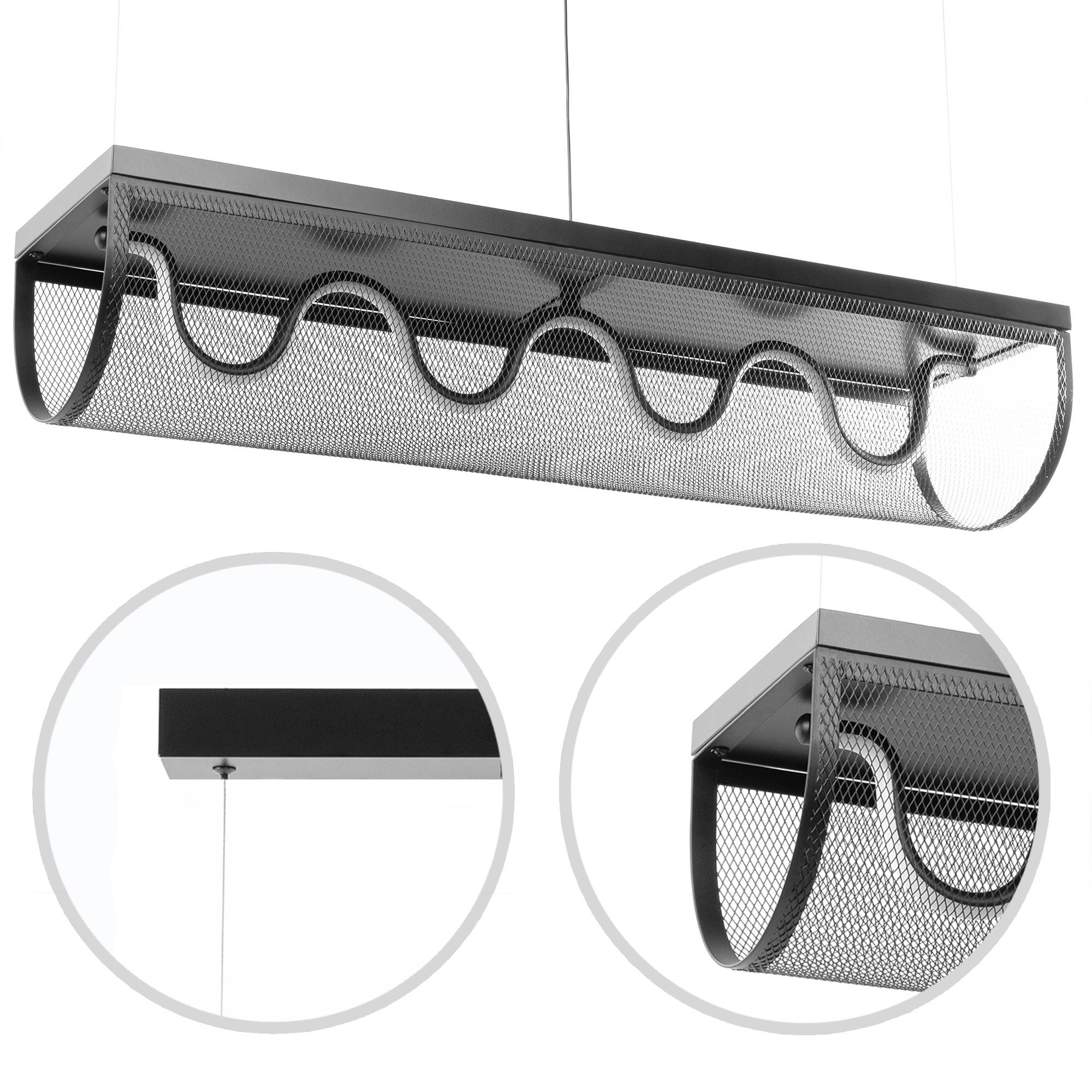 TOOLIGHT hängande taklampa APP1409-CP LED Svart 80x20x100cm