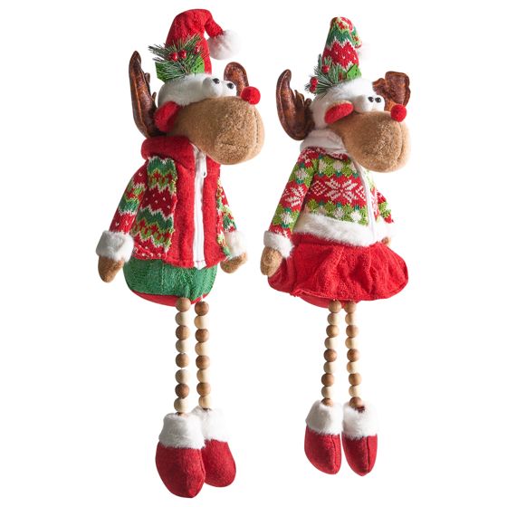 Set med 2 julpynt GEITSJOEN 55/58 cm Ren Flerfärgad