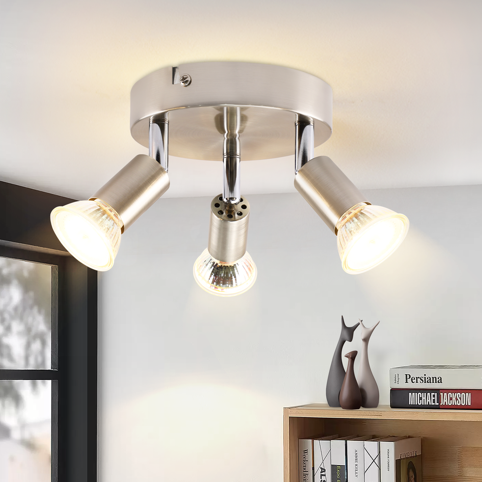 NETTLIFE LED - taklampa GU10 - 3 moderna runda takspotlights 350° takspotlights för kök, hall