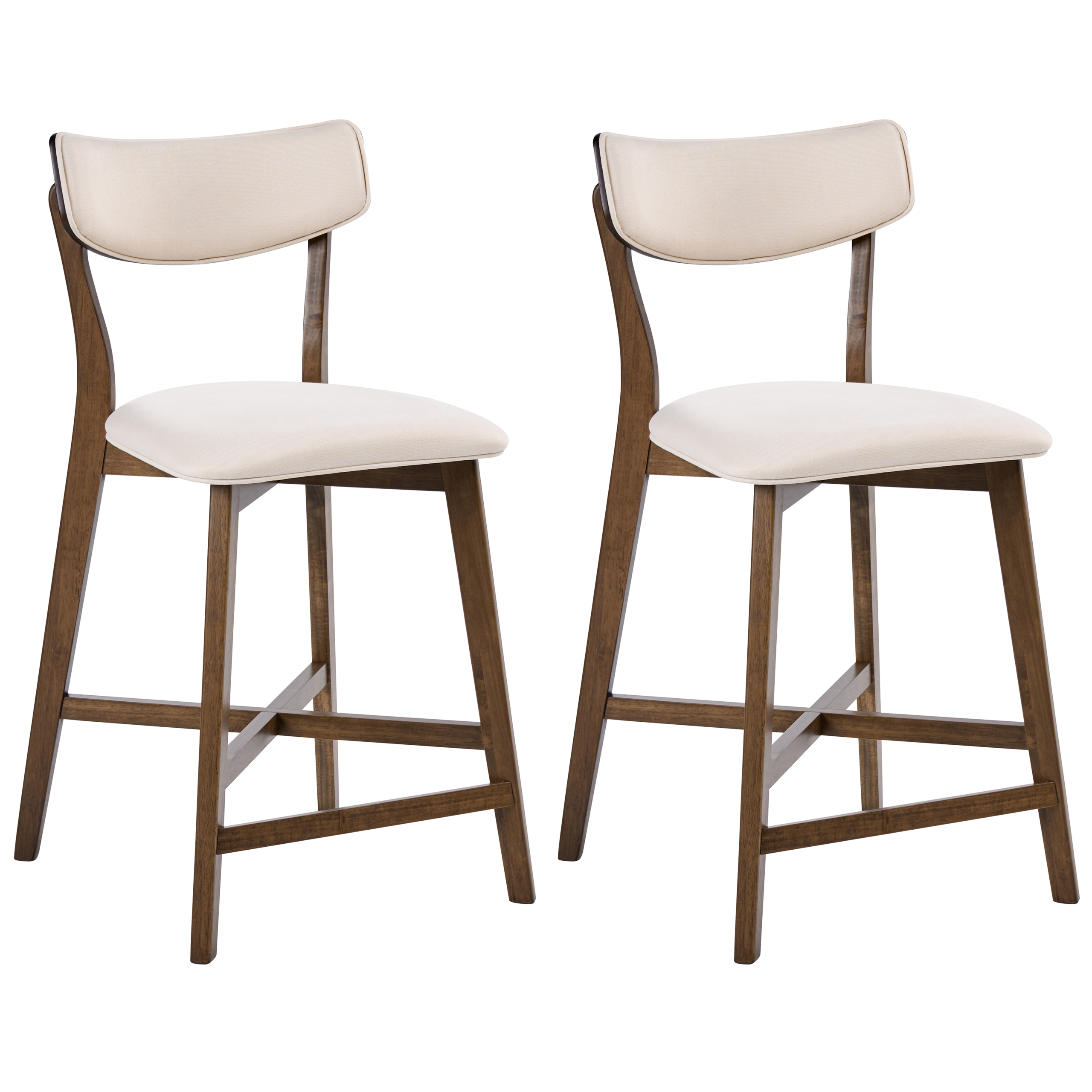 Set med 2 barstolar YUMA Trä Off-White/ Brun