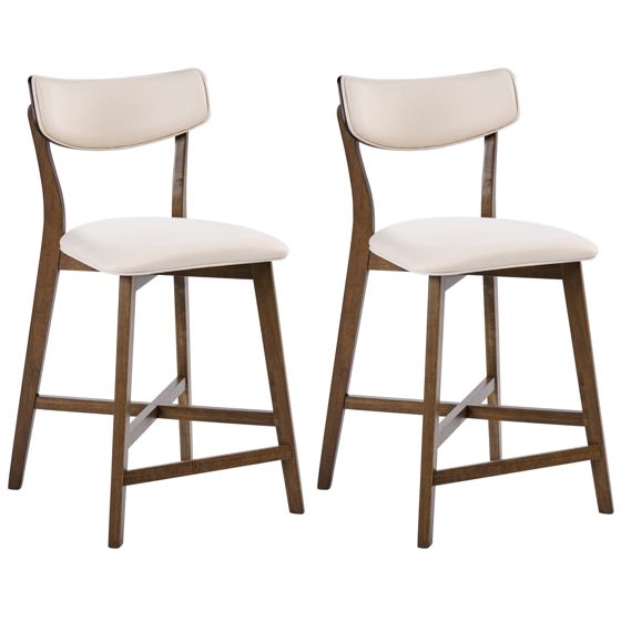 Set med 2 barstolar YUMA Trä Off-White/ Brun