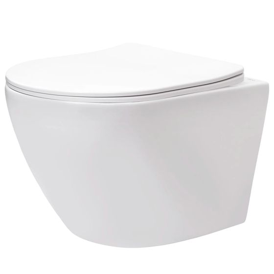 REA Vägghängd Toalettstol Carlo lux rimless Vit, 49,5x37x18cm