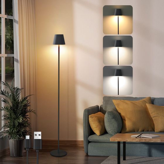 NETTLIFE LED-golvlampa svart modern dimbar 125 cm 3 färgtemperaturer USB för vardagsrum