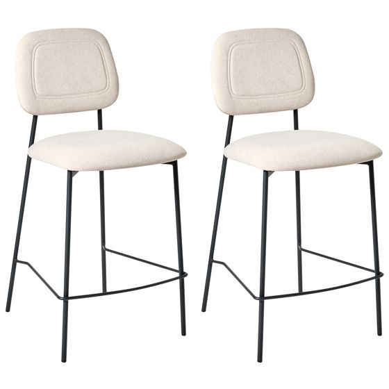 Set med 2 barstolar DUETTE Sammet Ljusbeige