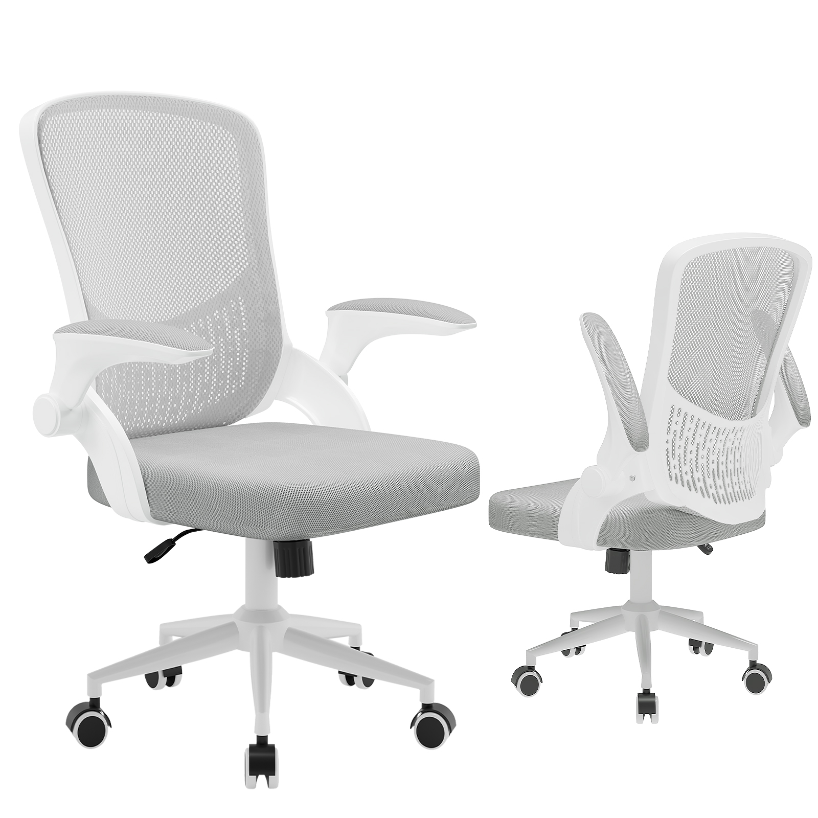 Toimistotuoli N ergonomisk förvaringsficka fällbara armstöd höjdjusterbar hem kontor grå
