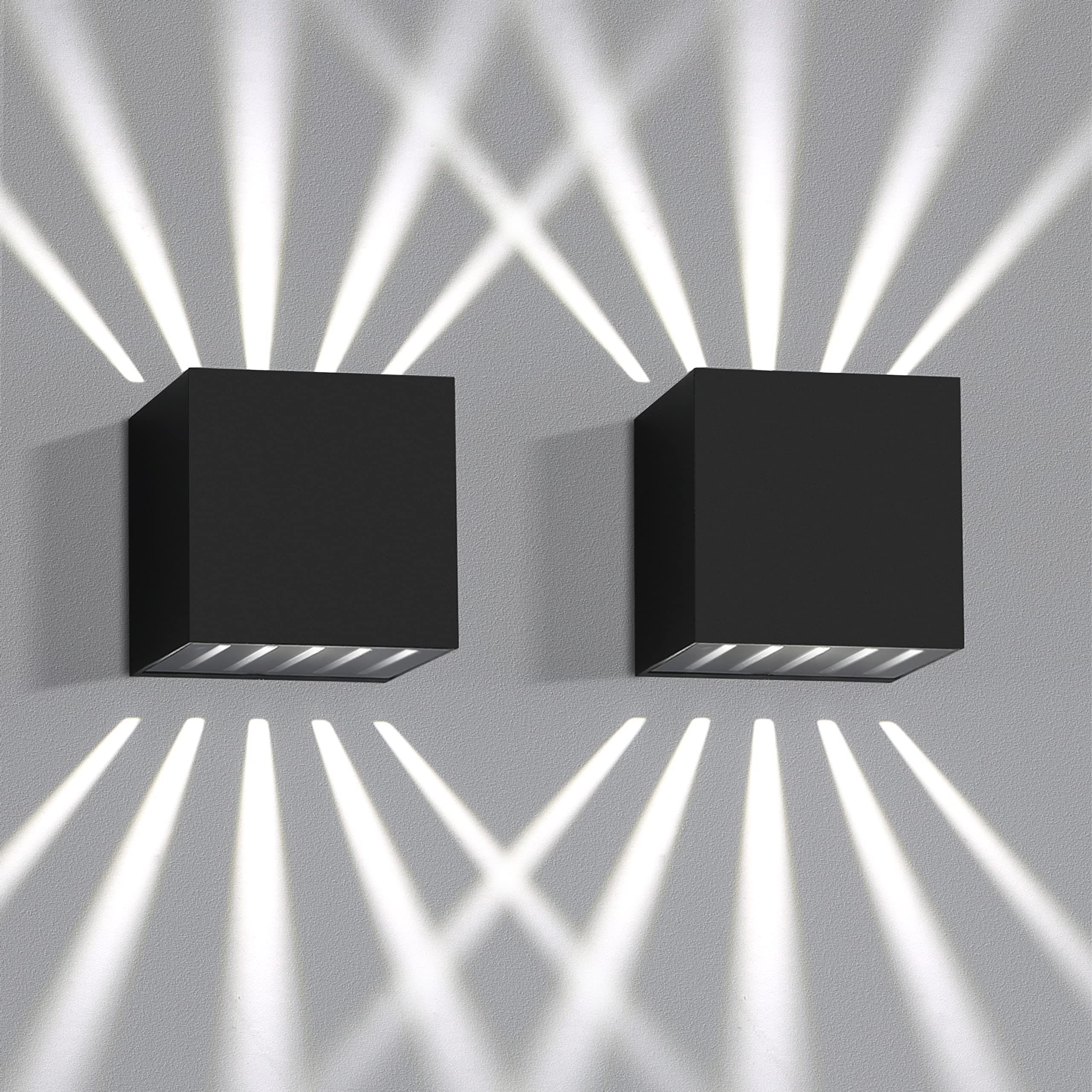 NETTLIFE 2 st LED-vägglampor för inomhus- och utomhusbruk - svart utomhuslampa IP65 vattentät utomhusvägglampa 3000K kallvit upp/ned 10W