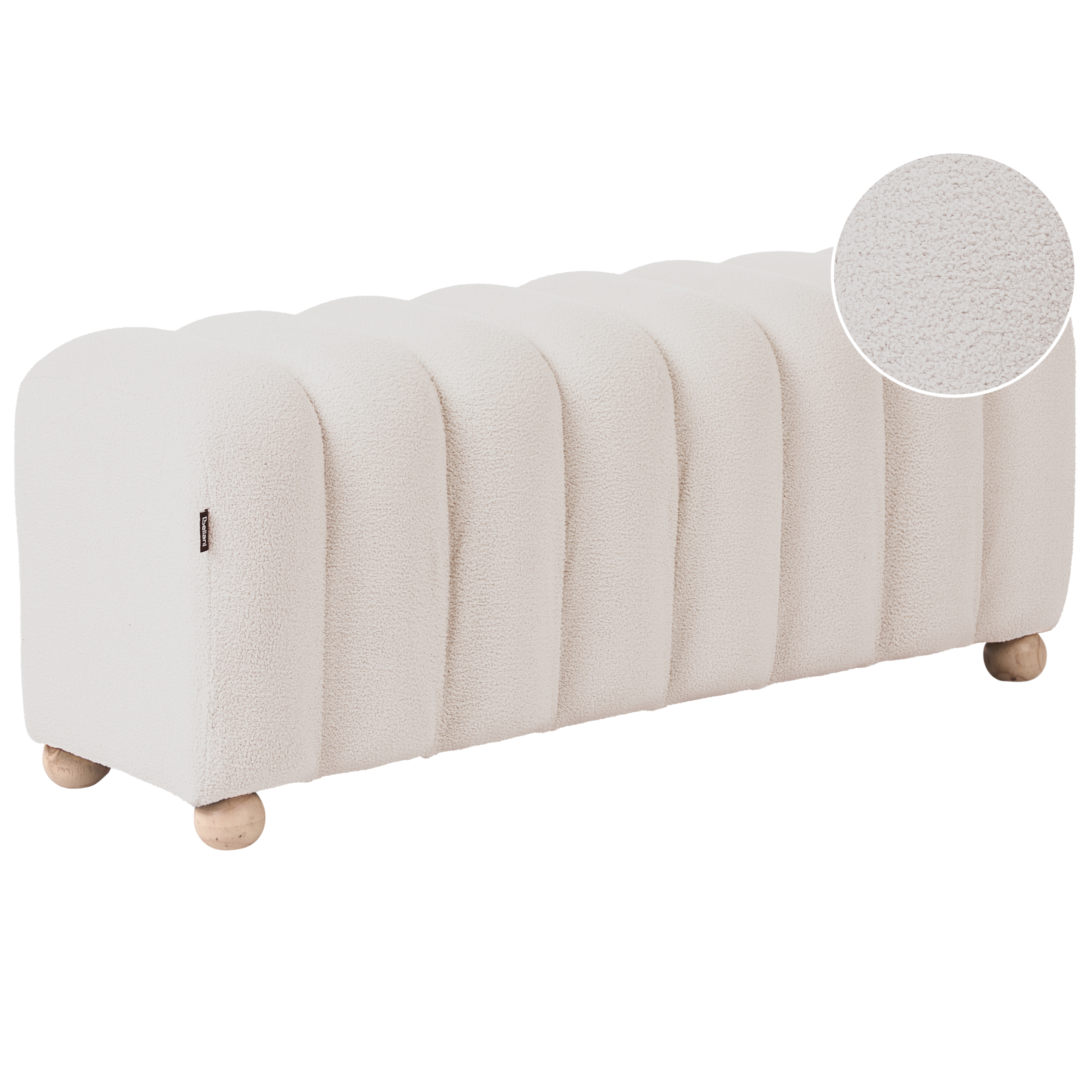 Klädd bänk IDYLLWILD Bouclé Off-White