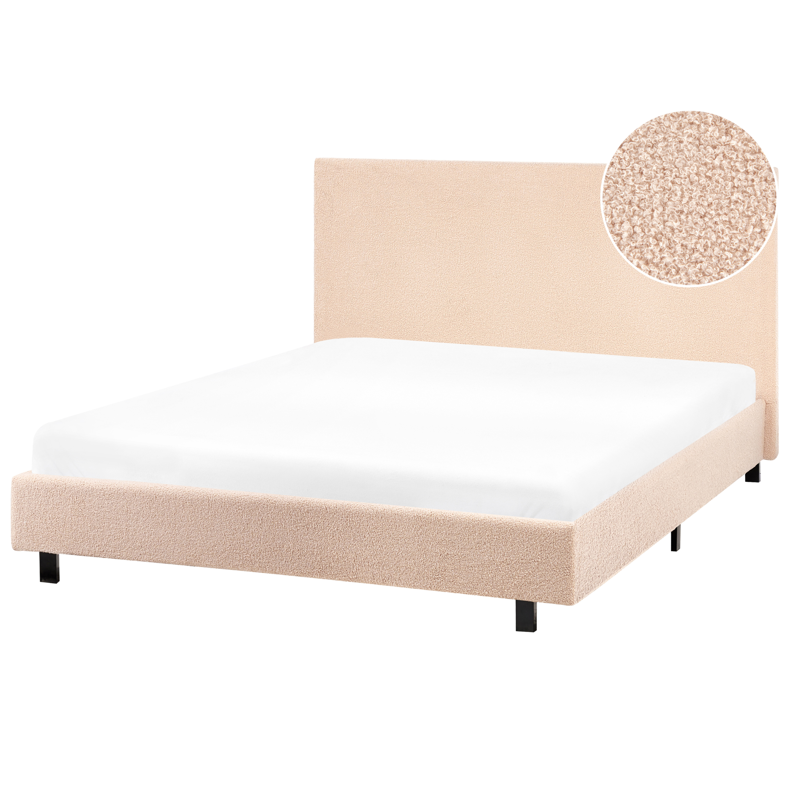 Säng med lamellram Bouclé ALBI 120 x 200 cm Beige