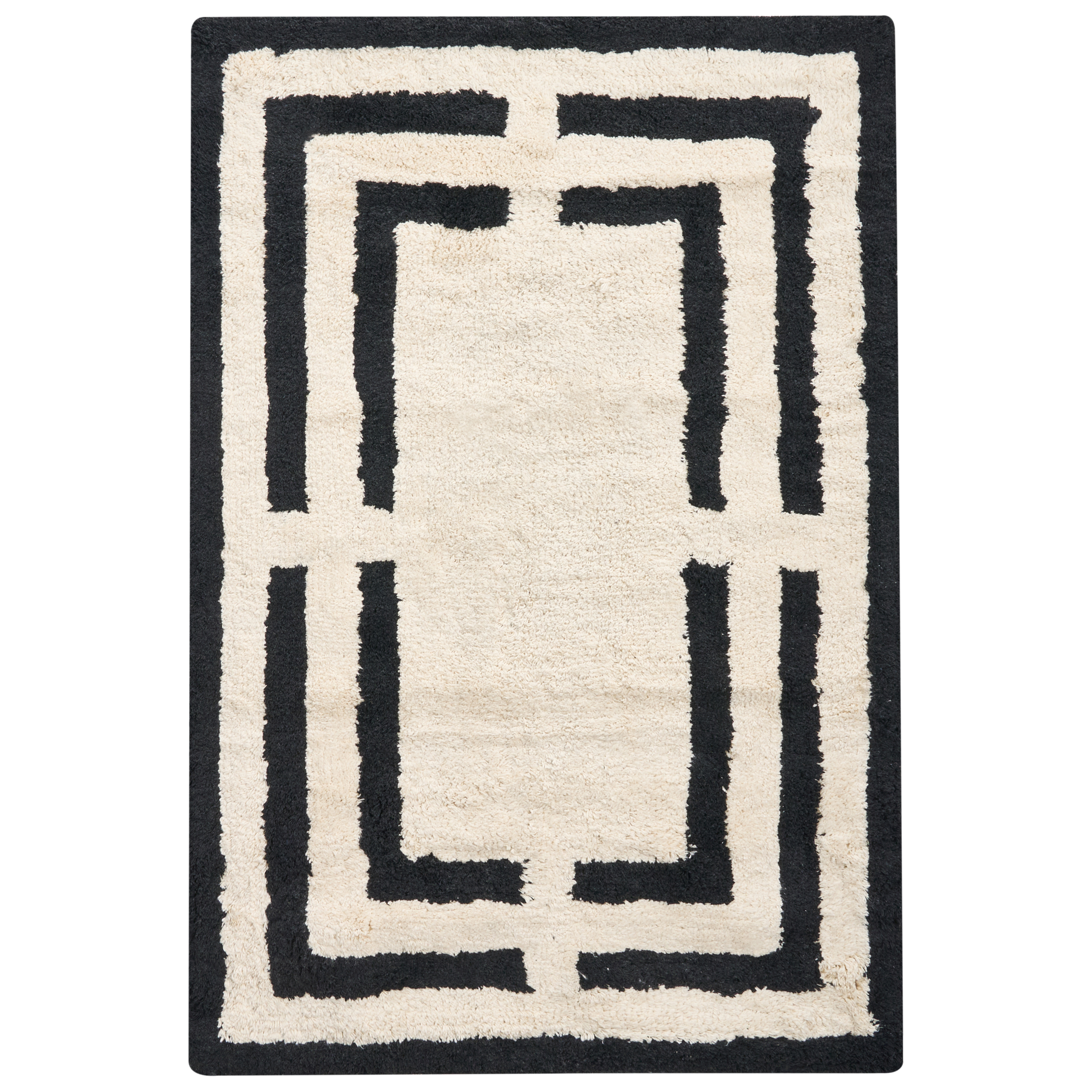 Badrumsmatta RISALU Svart/ Beige 60 x 90 cm Bomull