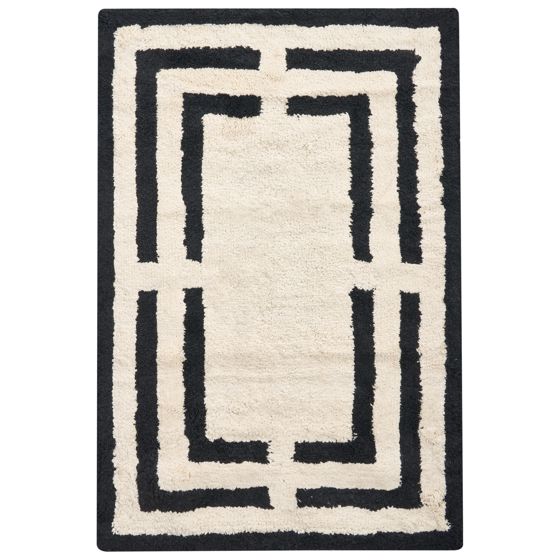 Badrumsmatta RISALU Svart/ Beige 60 x 90 cm Bomull