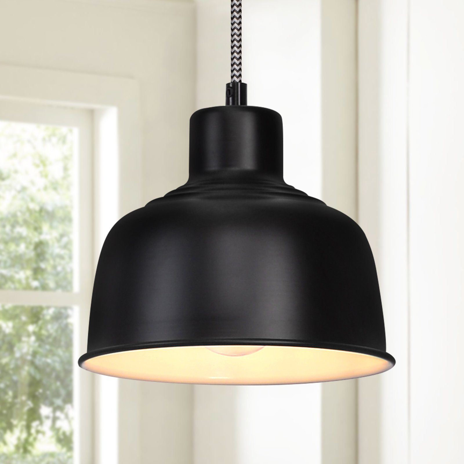 NETTLIFE svart, metall, pendellampa, E27, diameter, 170 cm Vintage - bordslampa, industriell, 1 lampa, för vardagsrummet