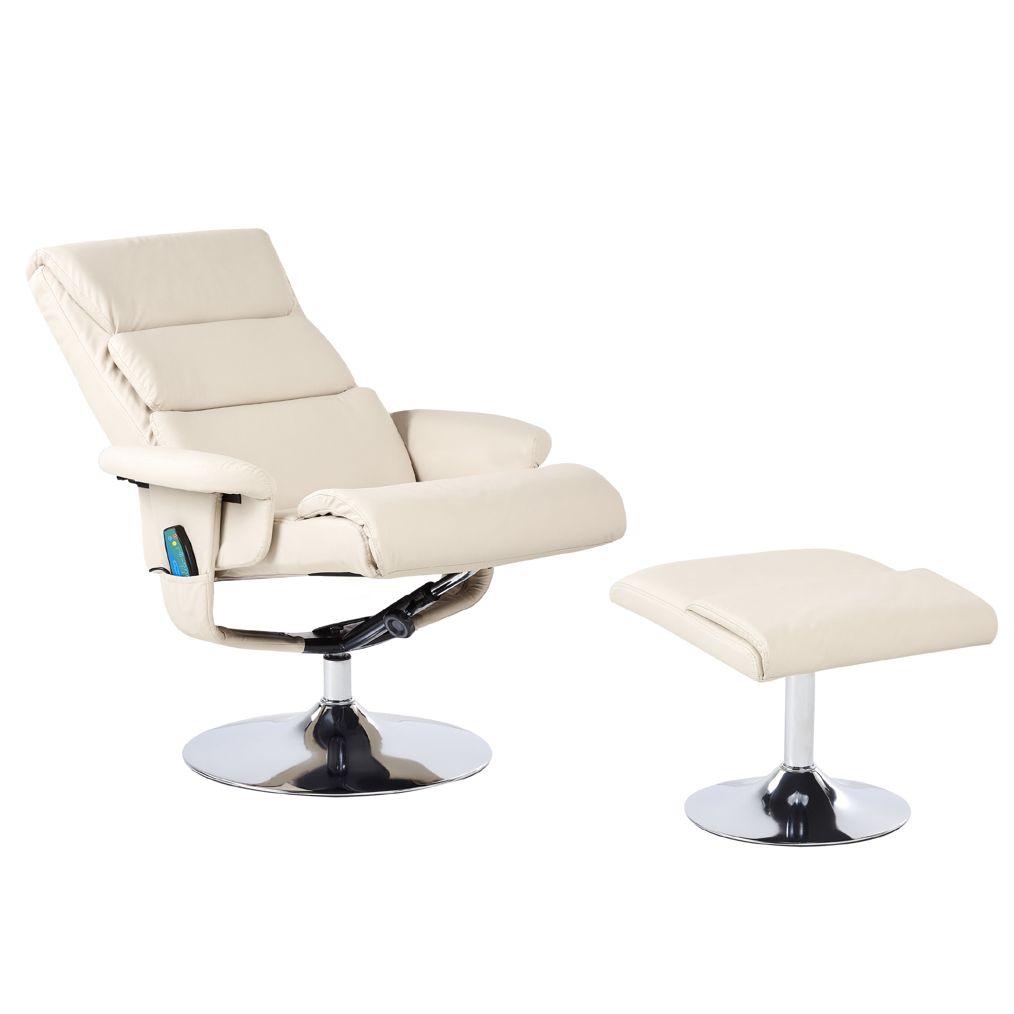 Massagestol LEGEND med fotpall Konstläder Ljusbeige