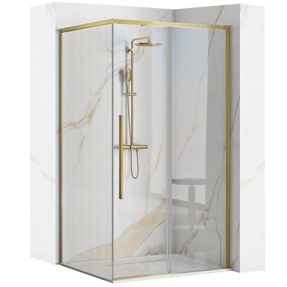 REA Duschkabin SOLAR 90X90 Borstat Guld, 90x90x195cm