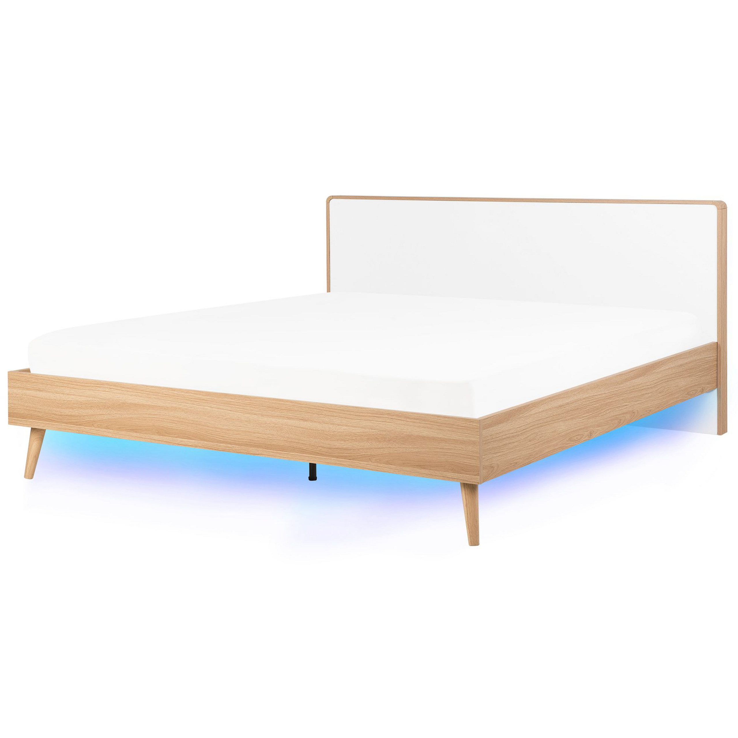 Säng med LED-belysning SERRIS 180 x 200 cm Ljusbrun
