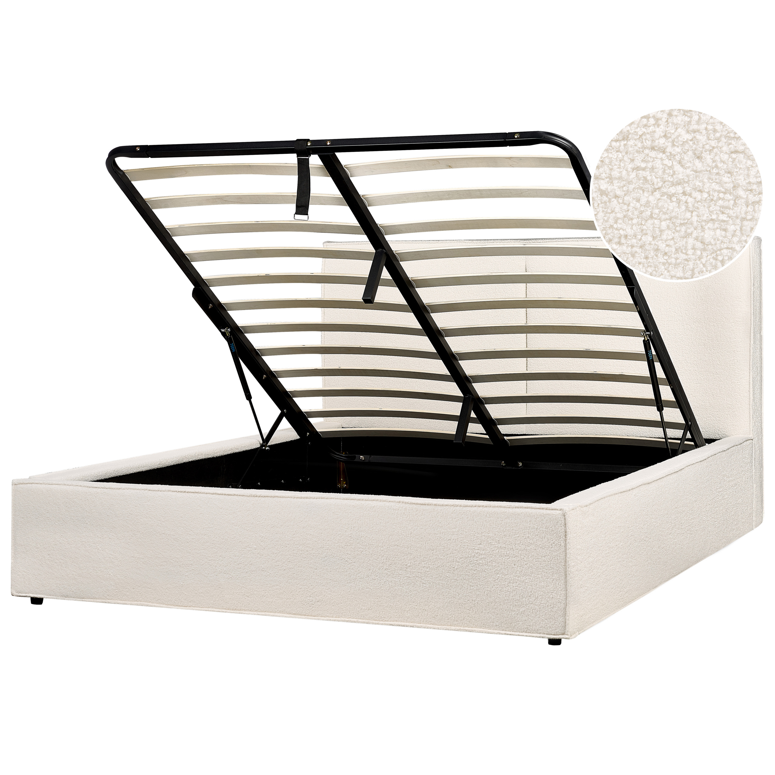 Säng med förvaring MOISSAC Bouclé Off-White 160 x 200 cm