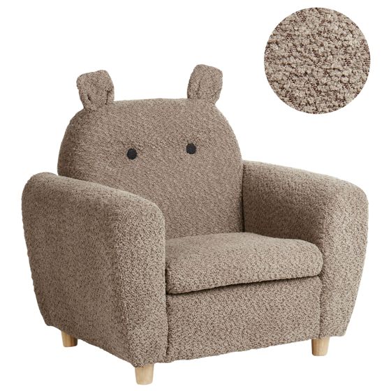 Barnfåtölj Flodhäst MARIBO Bouclé Brun
