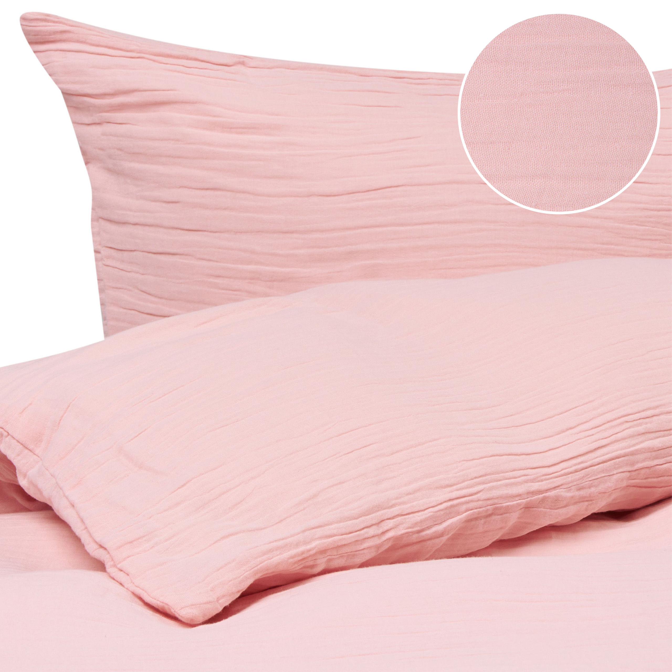 Påslakanset SUMNER 220 x 240 cm Bomullsmuslin Pastellrosa