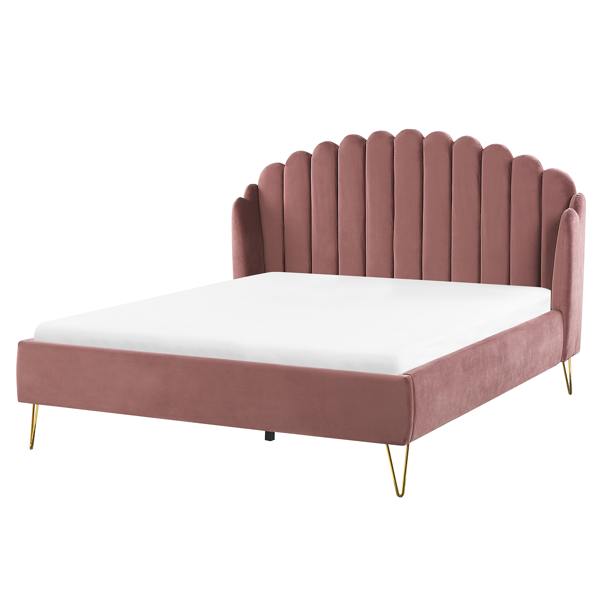 Säng med lamellram Sammet AMBILLOU 160 x 200 cm Rosa