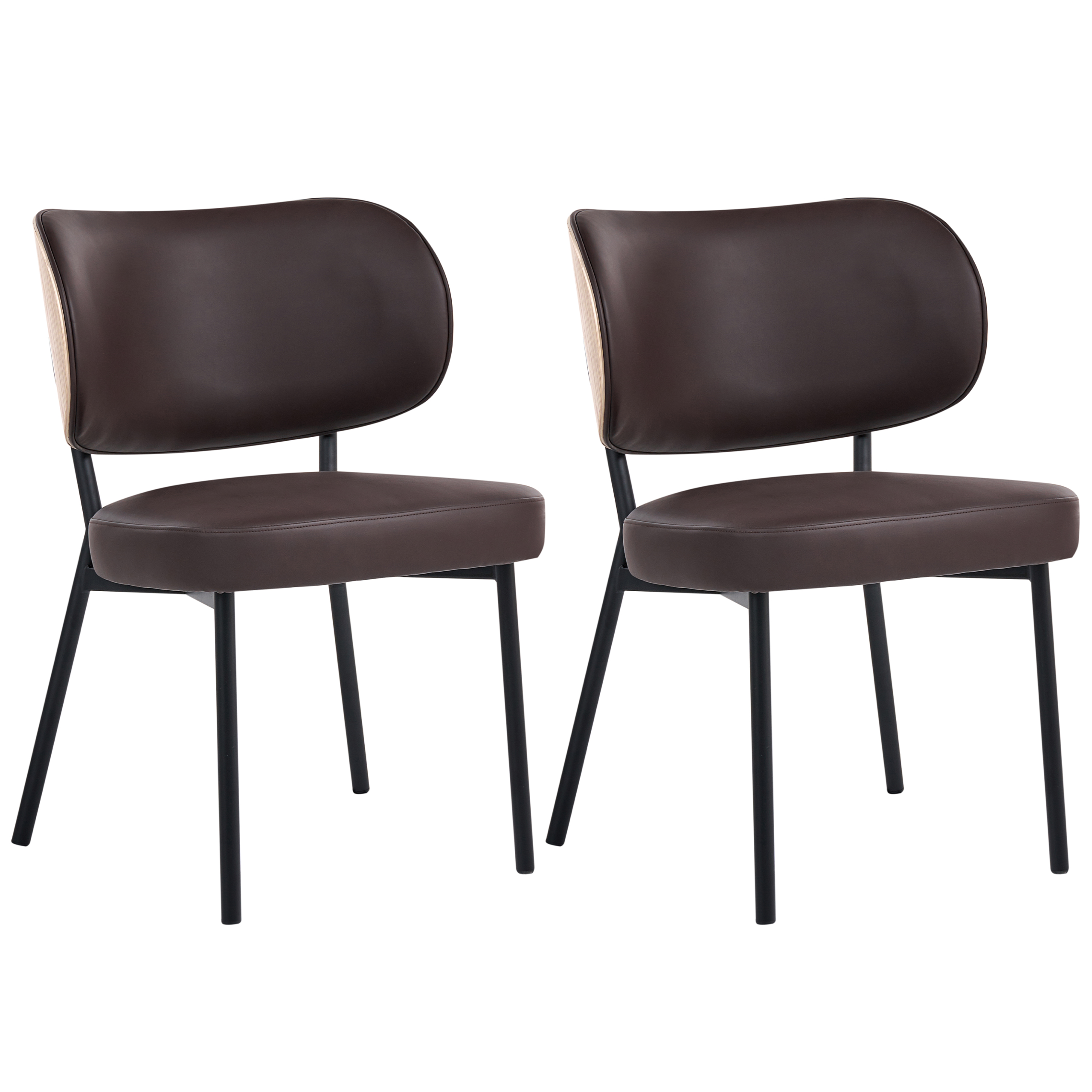 Set med 2 matstolar WONDER Konstläder Mörkbrun