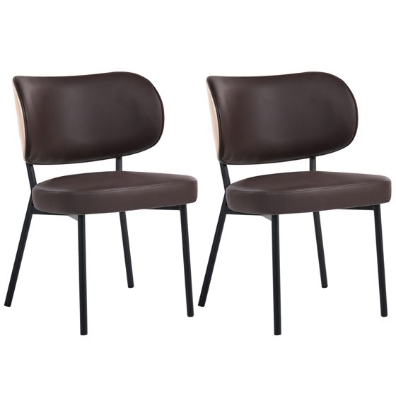 Set med 2 matstolar WONDER Konstläder Mörkbrun
