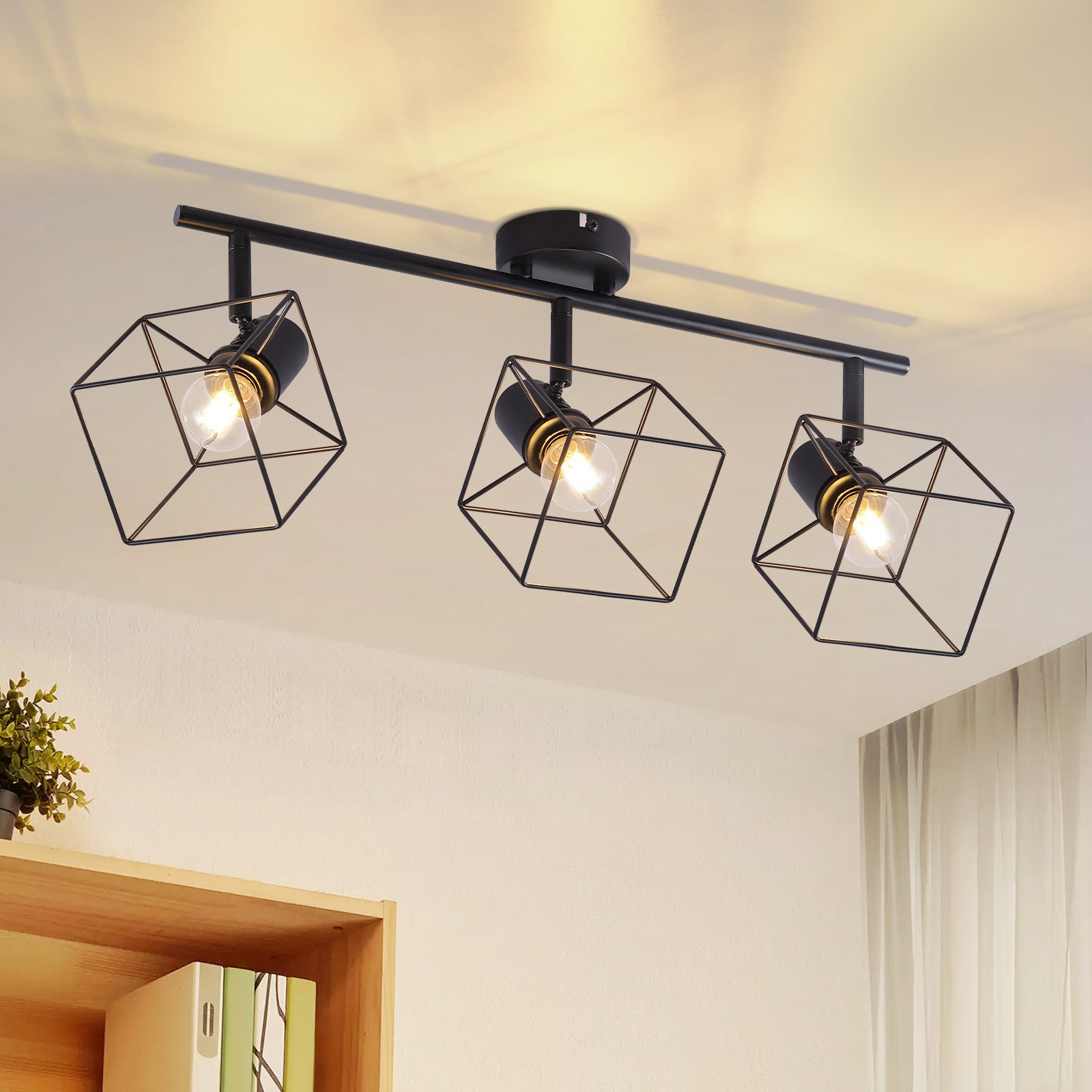 NETTLIFE svart takspotlight E14 350° roterande taklampa vintage - metall för vardagsrum justerbar utan glödlampa