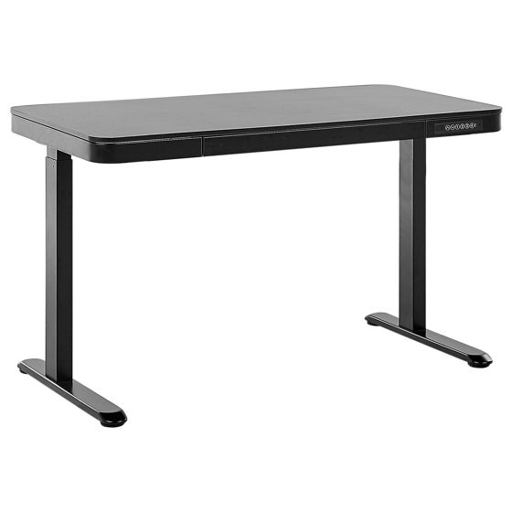 Elektriskt höj- och sänkbart skrivbord KENLY 120 cm 60 cm med USB-port Svart