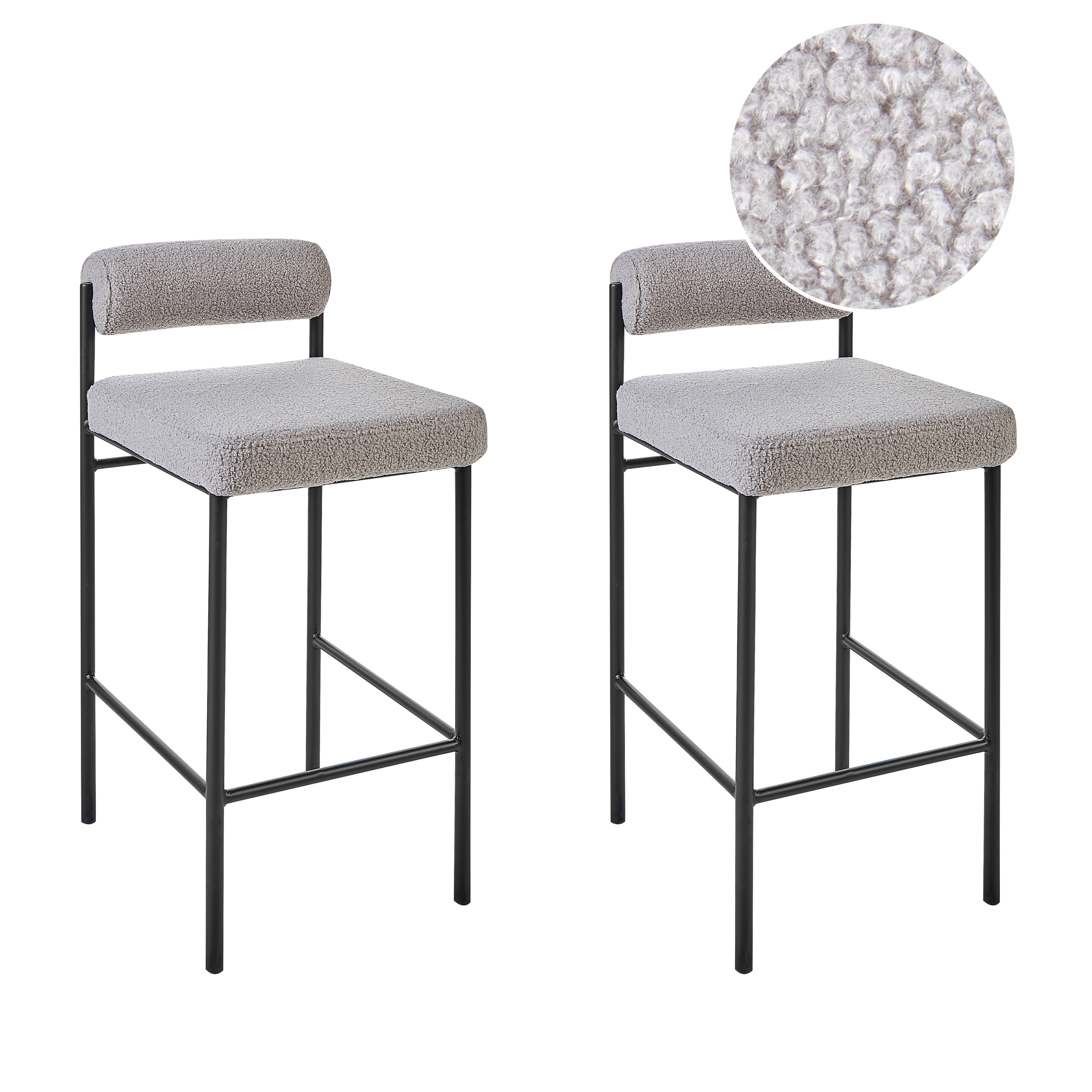 Set med 2 barstolar AMAYA Bouclé Grå