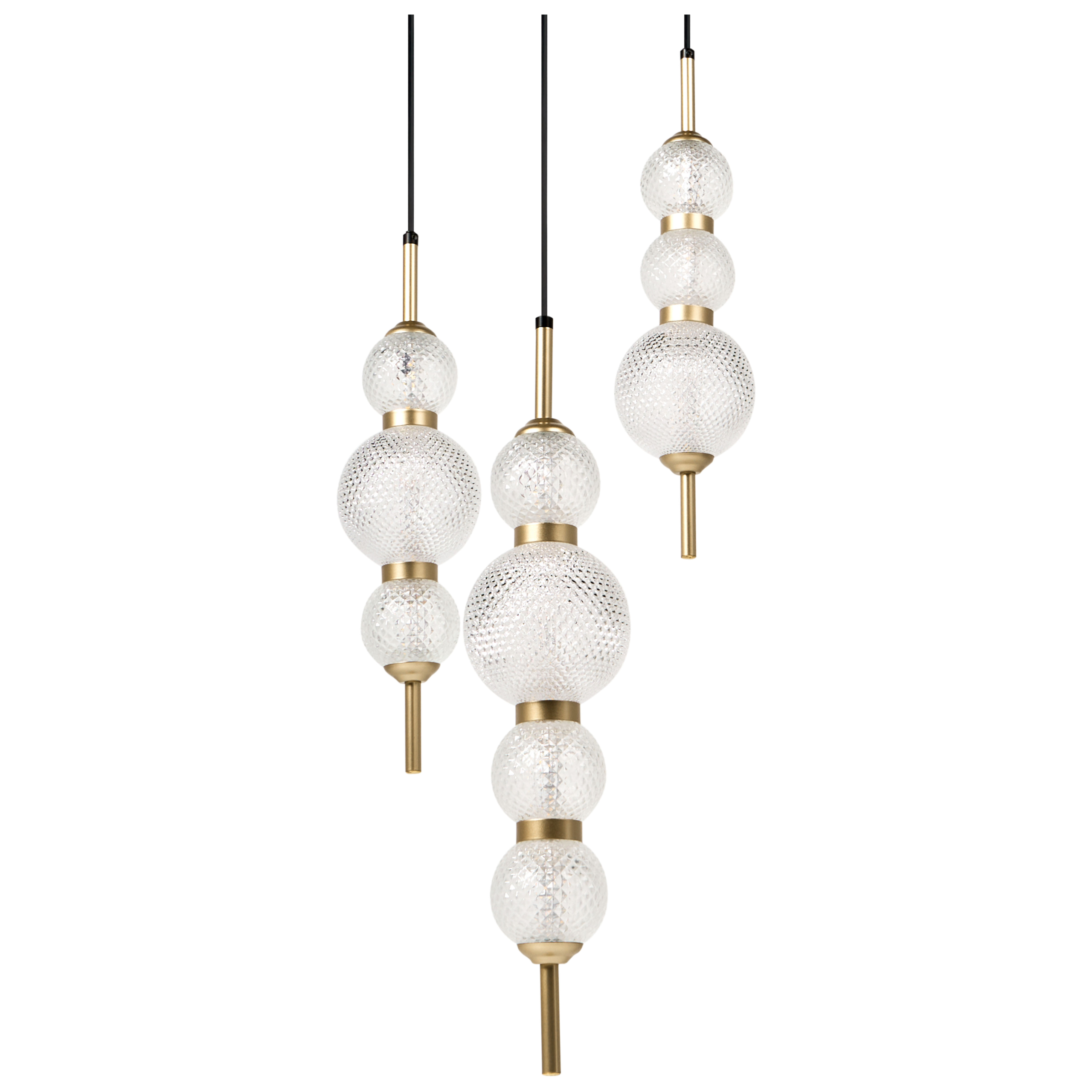 Pendellampa med 3 lampor ARAS LED Glas Guld