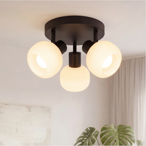 NETTLIFE Takspotlight med 2 glasskärmar E14 vintage utan glödlampa svart 350° justerbar