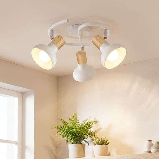 NETTLIFE Vintage - takspotlight E14 Inomhusbruk 350° Justerbar Vit Utan Glödlampa Industriell användning 3 Lampor Rund